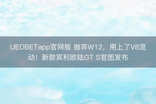 UEDBETapp官网版 抛弃W12,用上了V8混动!新款宾利欧陆GT S官图发布