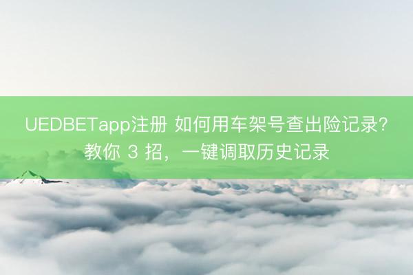 UEDBETapp注册 如何用车架号查出险记录？教你 3 招，一键调取历史记录