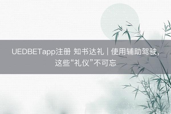 UEDBETapp注册 知书达礼 | 使用辅助驾驶，这些“礼仪”不可忘