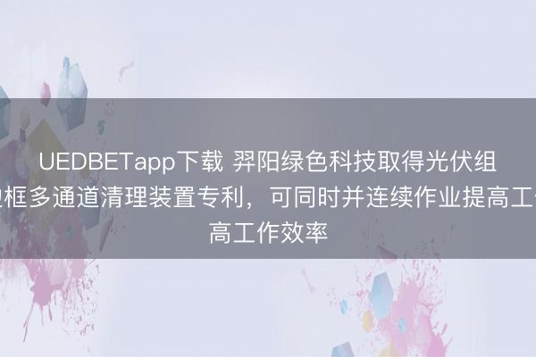 UEDBETapp下载 羿阳绿色科技取得光伏组件铝边框多通道清理装置专利,可同时并连续作业提高工作效率