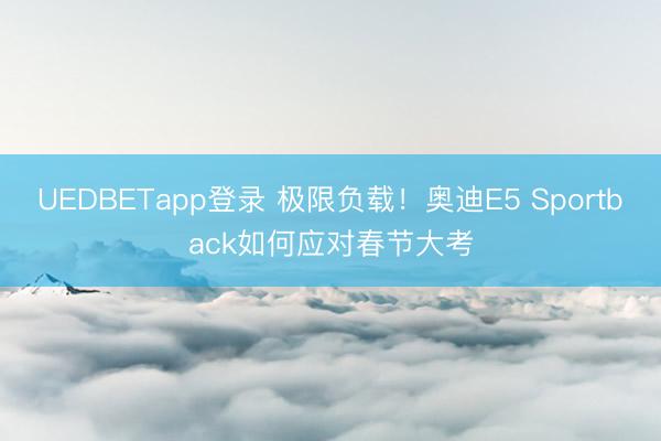 UEDBETapp登录 极限负载！奥迪E5 Sportback如何应对春节大考