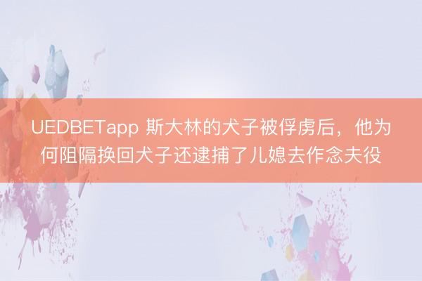 UEDBETapp 斯大林的犬子被俘虏后，他为何阻隔换回犬子还逮捕了儿媳去作念夫役