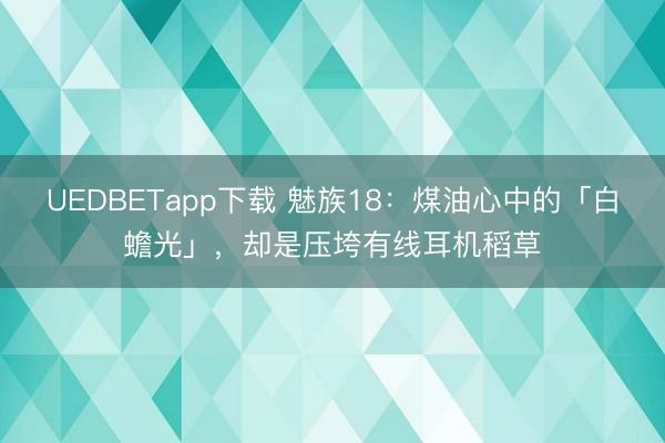 UEDBETapp下载 魅族18:煤油心中的「白蟾光」,却是压垮有线耳机稻草