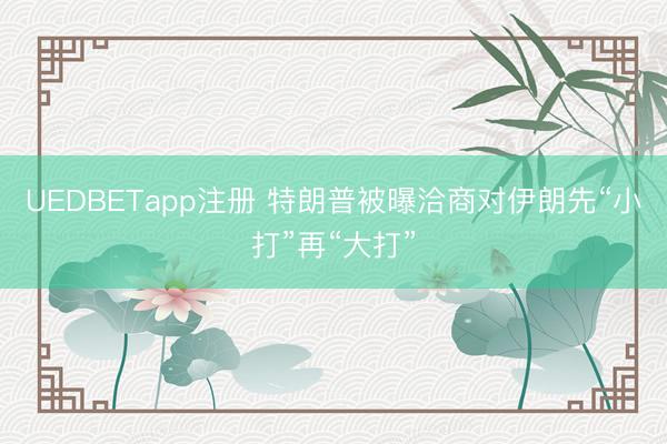 UEDBETapp注册 特朗普被曝洽商对伊朗先“小打”再“大打”
