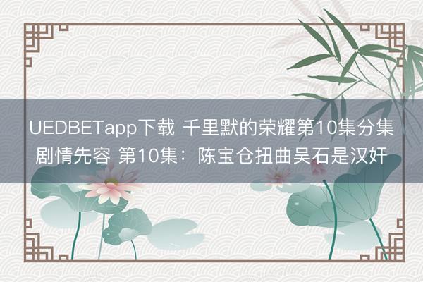 UEDBETapp下载 千里默的荣耀第10集分集剧情先容 第10集：陈宝仓扭曲吴石是汉奸