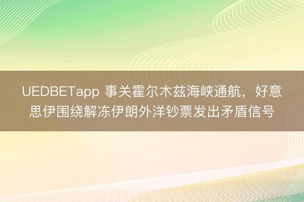UEDBETapp 事关霍尔木兹海峡通航，好意思伊围绕解冻伊朗外洋钞票发出矛盾信号