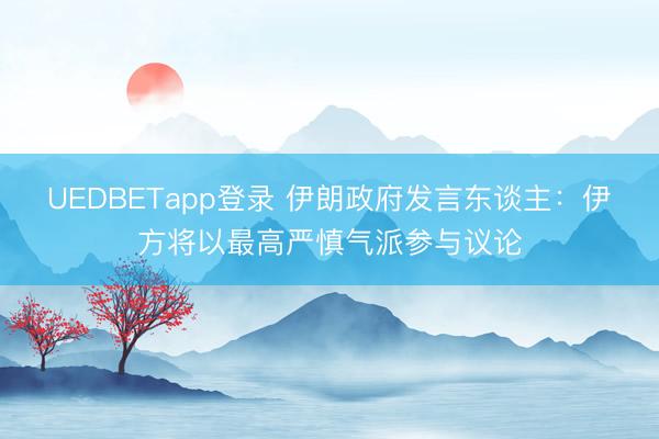 UEDBETapp登录 伊朗政府发言东谈主：伊方将以最高严慎气派参与议论