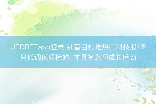 UEDBETapp登录 别盲目扎堆热门科技股! 5只低调优质标的， 才具备永恒成长后劲