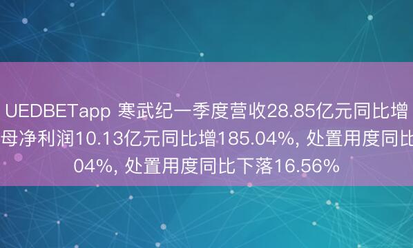 UEDBETapp 寒武纪一季度营收28.85亿元同比增159.56%， 归母净利润10.13亿元同比增185.04%， 处置用度同比下落16.56%