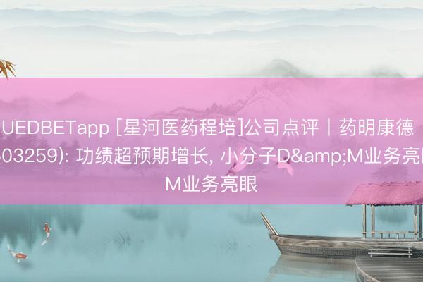 UEDBETapp [星河医药程培]公司点评丨药明康德 (603259): 功绩超预期增长， 小分子D&M业务亮眼